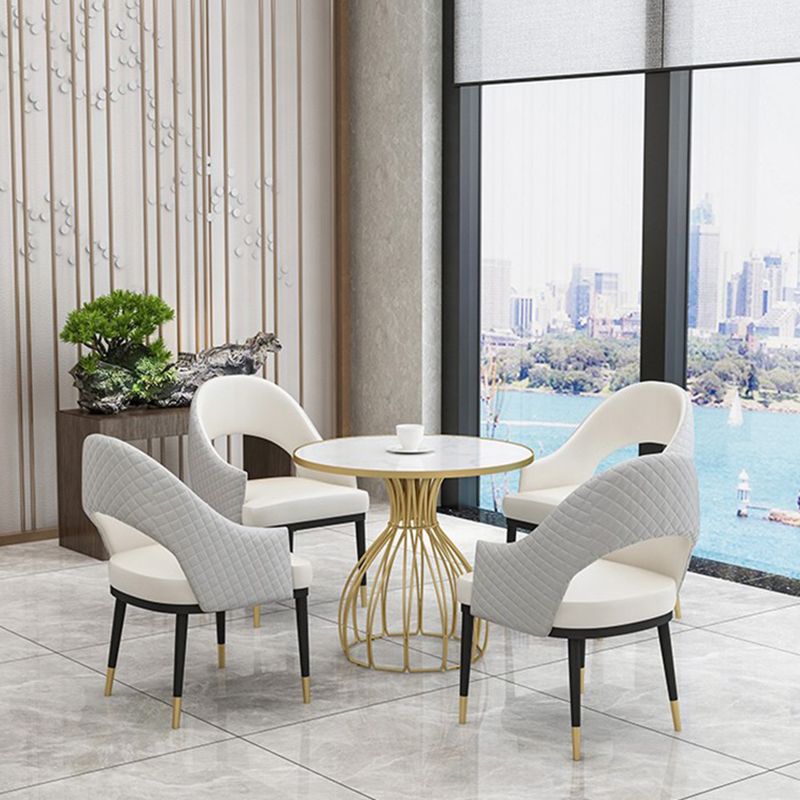 Metal and Stone Table Glam Style Simple Home Round Dining Table