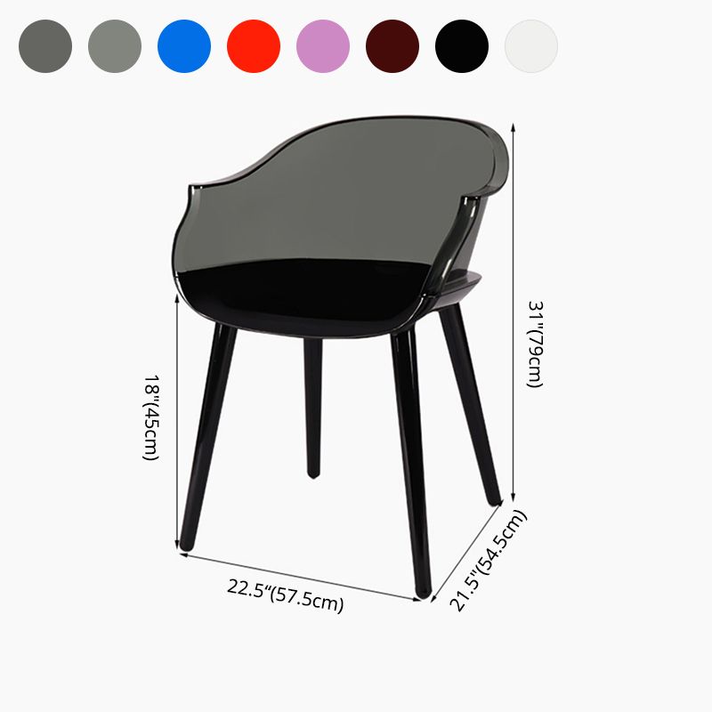 Scandinavian Style Plastic Chair Kitchen Solid Back Single Dining Arm Chair