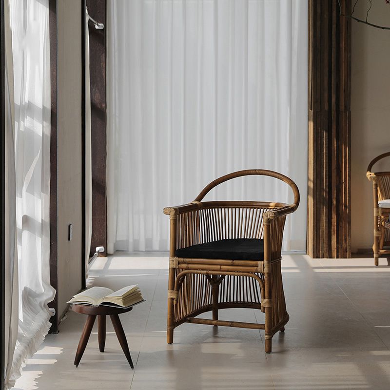 Modern Style Arm Chair Slat Back Dining Accent Chair for Kitchen