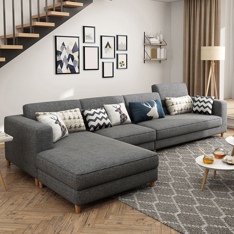 129.92" L Linen Washable Sectional Square Arm Sectional for Living Room