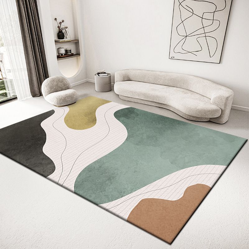 Grey Contrast Color Rug Polyester Modern Area Rug Washable Rug for Living Room