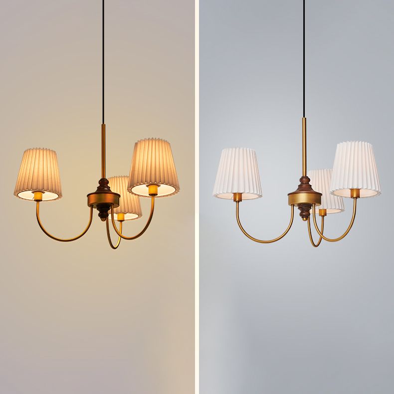 Cone Chandelier Light Traditional 3-Light Suspension Light with Fabric Shade