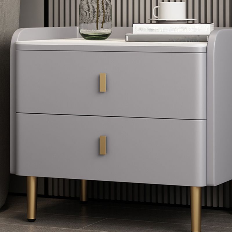 Nightstand with Drawers 19" Tall Wood Bed Nightstand with Legs