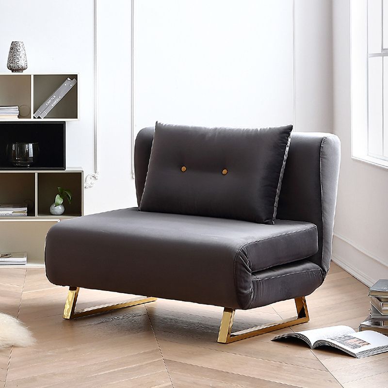 Cushion Back Futon Sofa Bed Pillow Included Sleeper Sofa with Gold Leg