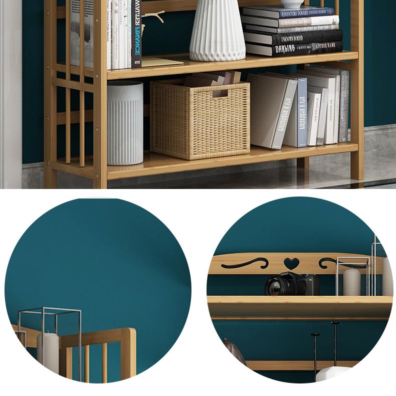 Contemporary Brown Bamboo Shelf Bookcase Open Bookcase for Study Room
