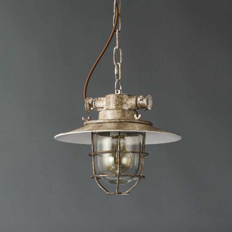 Industrieller Eisenkäfig hängend Licht Kupfer Patina 1 Leichtes Suspension Licht mit einstellbarer Kette