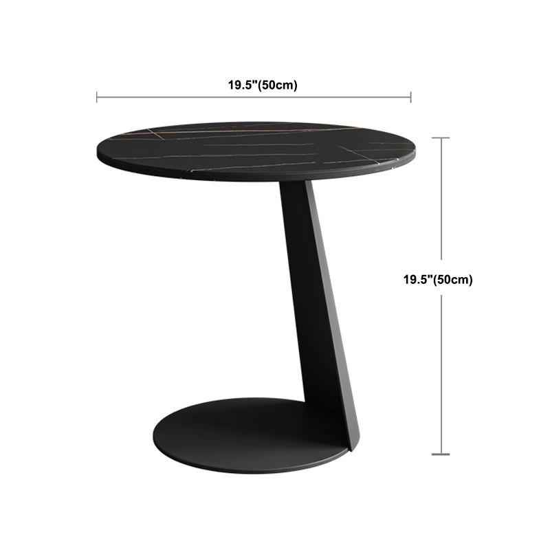 Stone Top Coffee Table with Black Metal Legs for Living Room