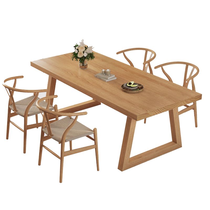 Modern Dining Set 1/3/4/5/6/7 Pcs Solid Wood Dining Table and Chairs in Natural