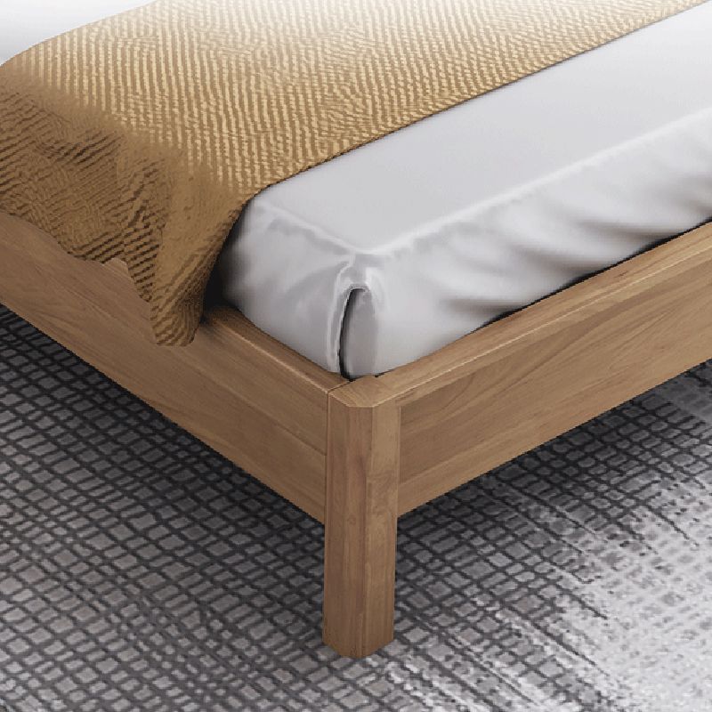 84.65 inch Wide Contemporary Bed Frame Rubberwood Bed with Storage