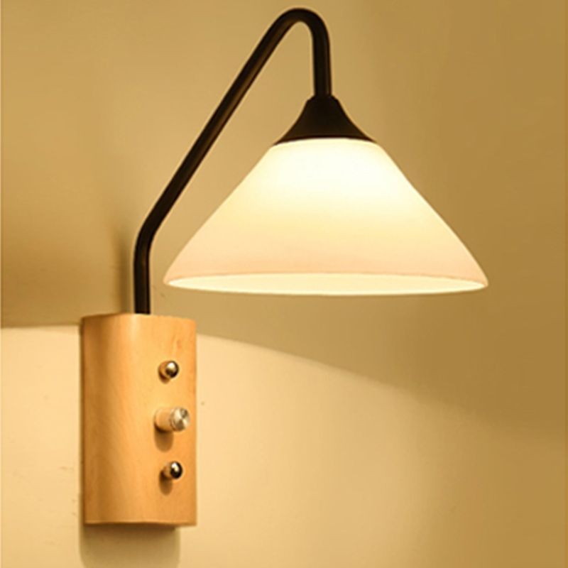 CORRIDO PACCHIARE PER PERCHIO CONICALE SCONCE CONICALE GLAZZO 1 LUCE LUCE MODERNA MODERNA CON BASE IN LEGNO