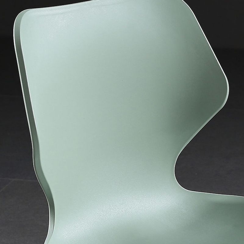Modern Wing Back Side Chair Plastic Armless Dining Chair with Metal Base