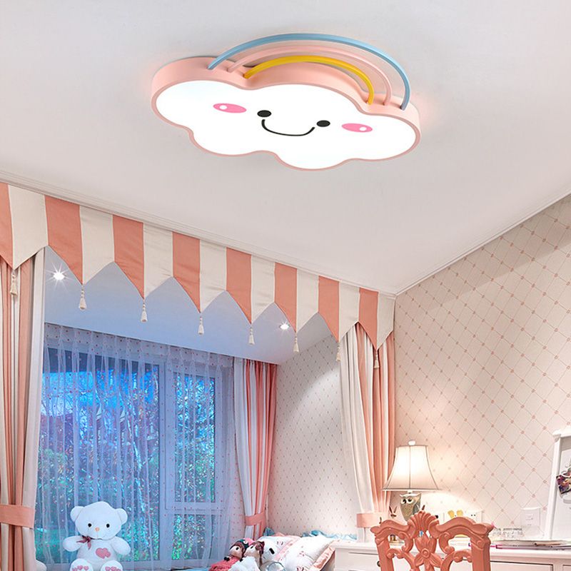 Cloud Pattern Flush Mount Light Acrylic Three color Light Fixture for Kid's Room
