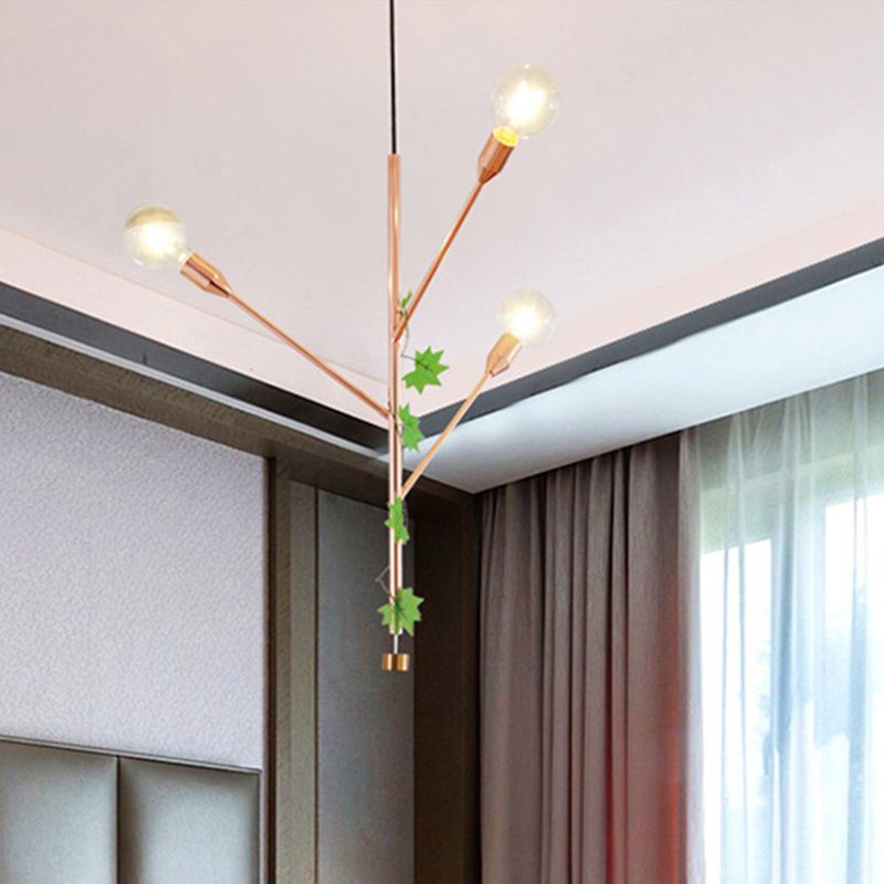 Lámpara de colgante de rama Metal moderno 3/6 luces de oro/rosa Gold Grupante para comedor para comedor