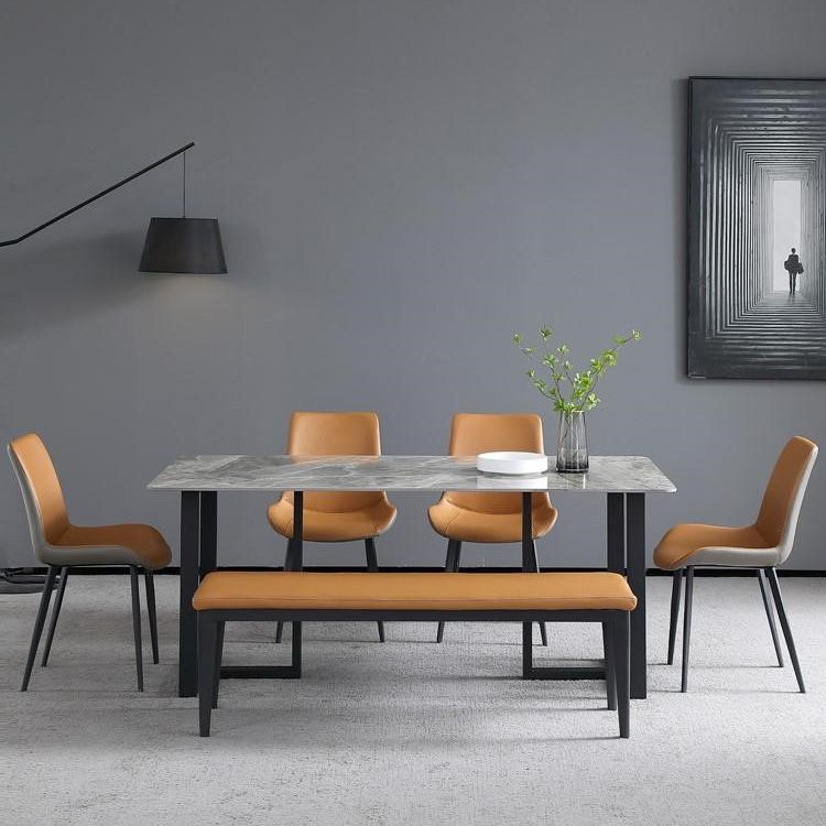 Sintered Stone Dining Table Modern Double Pedestal Table for Home Use