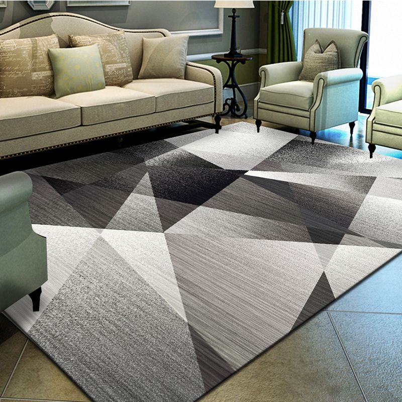 Unique Geometrical Print Rug Multi Color Modern Carpet Synthetics Stain Resistant Washable Non-Slip Backing Rug for Home