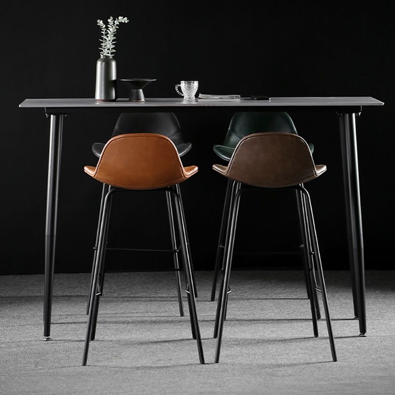 Industrial Style Bar Table Stone Rectangle Pub Table in Gray