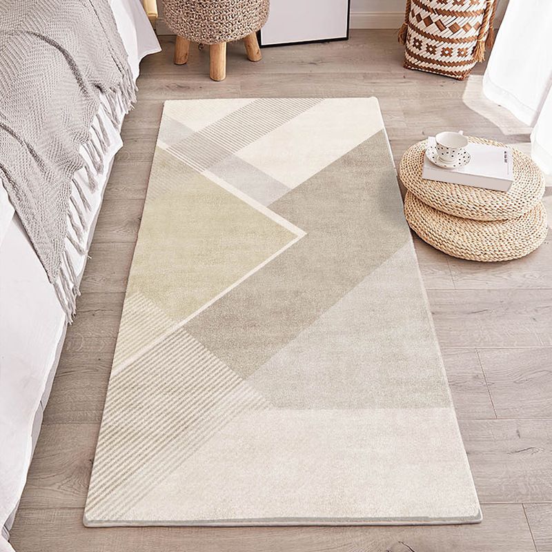 Modern Line Rug Beige Polyester Indoor Rug Washable Rug for Home Decor
