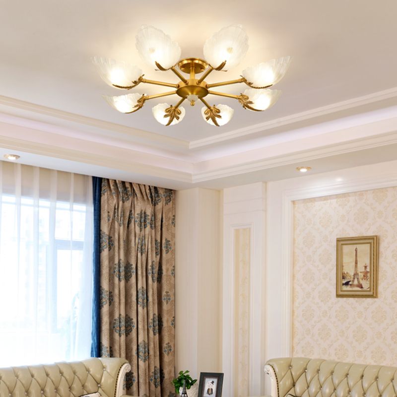 Lampada da soffitto in vetro con montaggio a semi-incasso Lampada da soffitto in ottone stile moderno