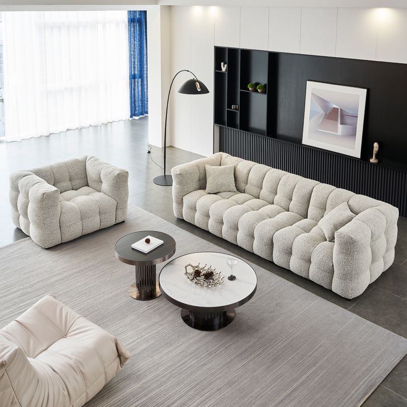 Contemporary Square Arm Tufted Tight Back Sofa Couch for Living Room