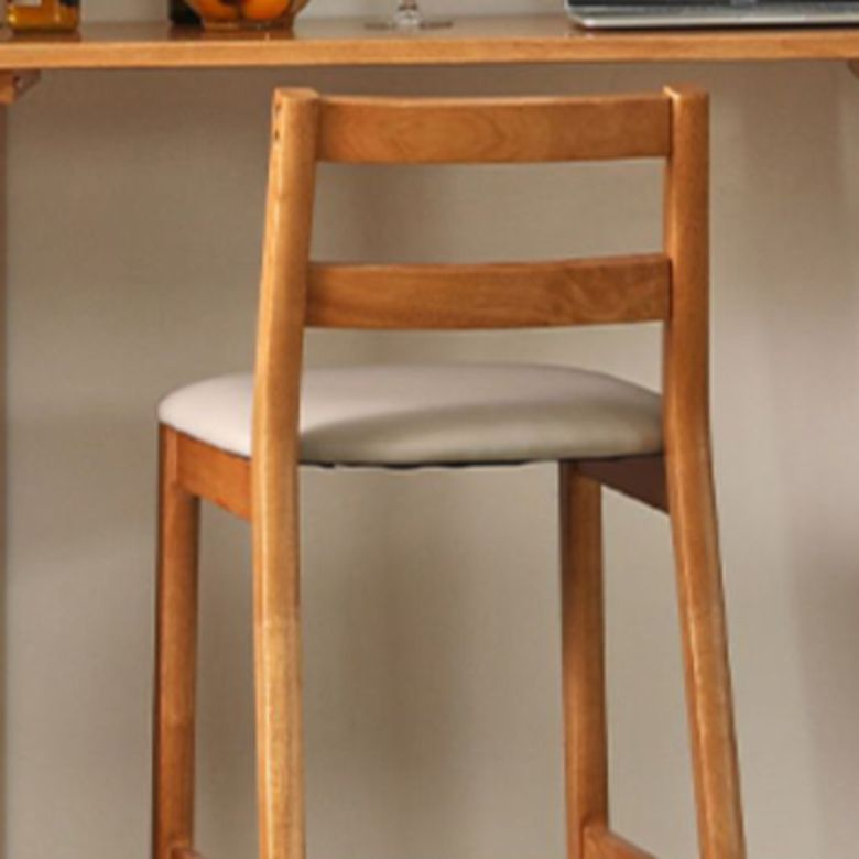 Contemporary Upholstered Armless Bar Stool with Solid Wood Base