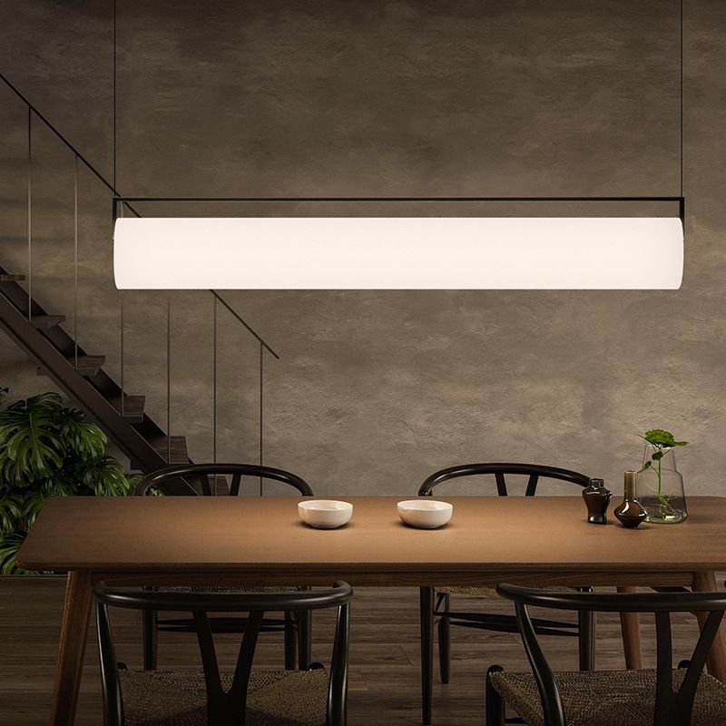 Cylindrical Shape Metal Island Chandelier Modern Style 1 Light Island Ceiling Light
