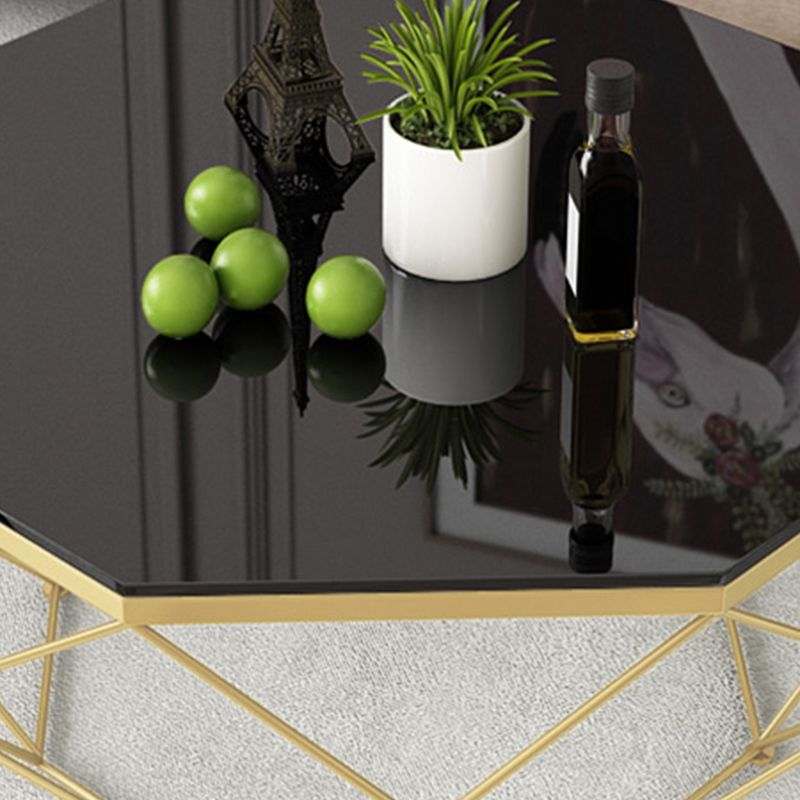 Frame Base Modern Cocktail Tabl Glass Top Coffee Table - 17.72" H
