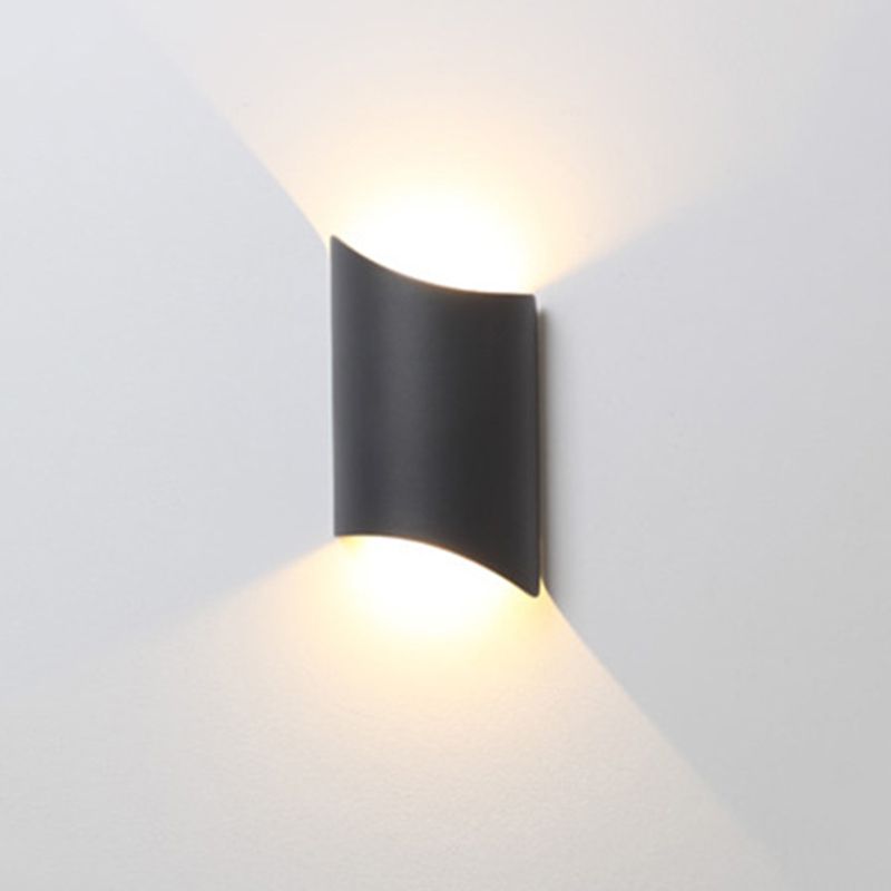 Black 2-Light LED Wall Lamp in Modern Simplicity Aluminium Waterproof Wall Light with Glass Shade