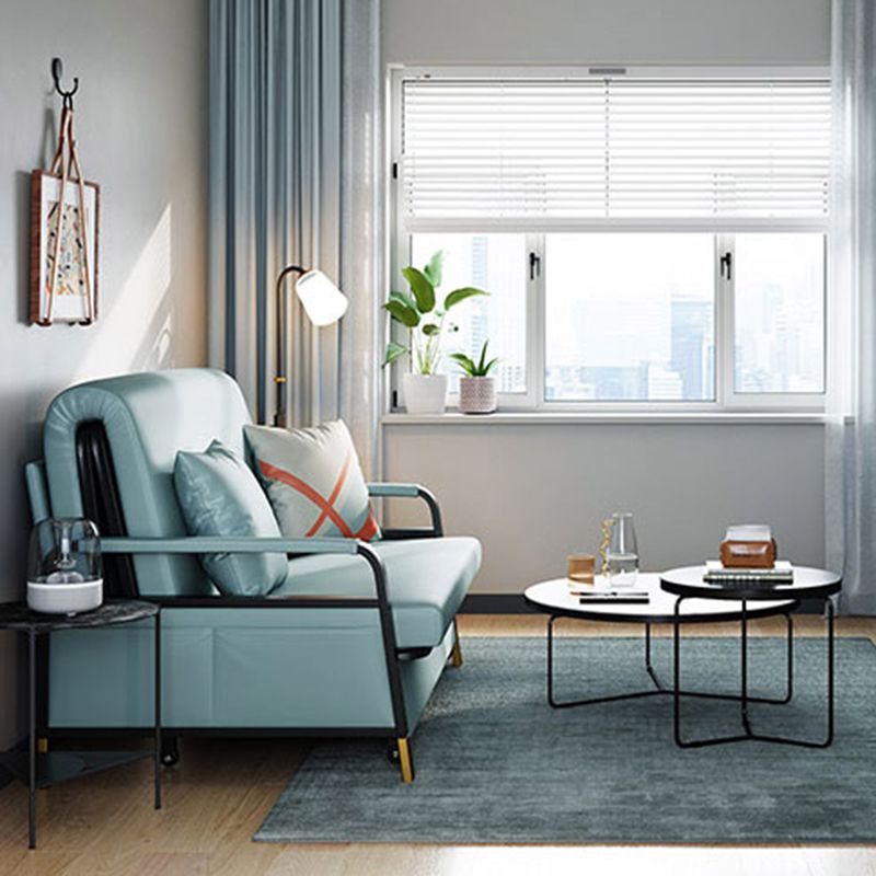 Convertible Bed Sofa with Storage Square Arms Cushion Back Bed Sofa