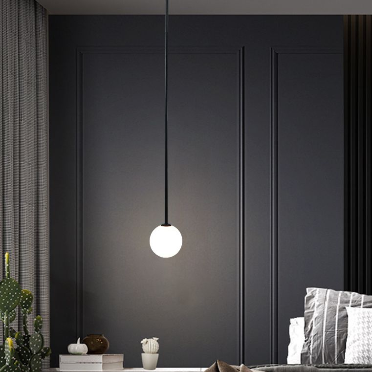 Minimalism Pendant Lighting Fixture Black Globe Hanging Pendant Light with Glass Shade
