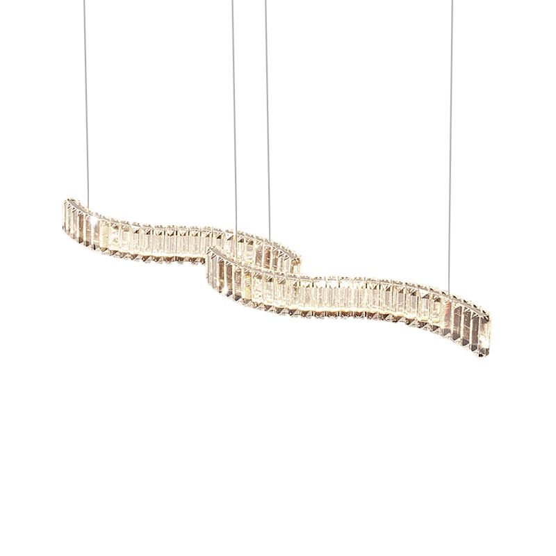 Crystal sfaccettato che agita il ciondolo lineare isola lineare modernista LED Silver Appeding Light per sala da pranzo