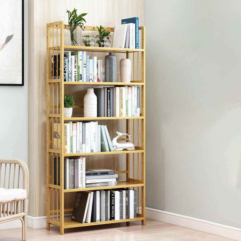Modern Bamboo Etagere Bookshelf Bedroom Vertical Open Shelf Bookcase with Shelves