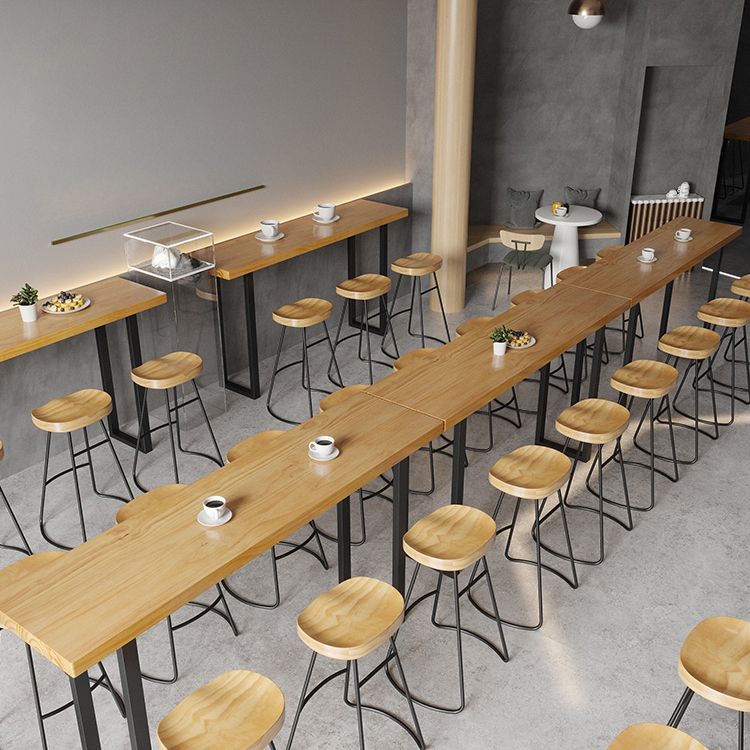 Modern Counter Height Pub Set 1/2/4/7 Pcs Solid Wood Top Bar Table and Bar Stools