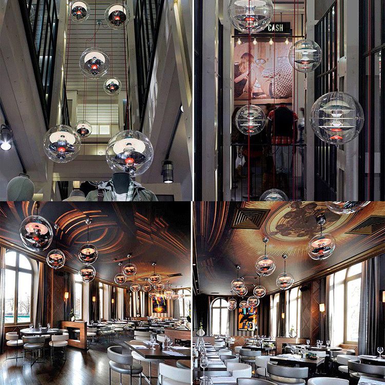 Spherical Ceiling Pendant Light Simplicity Style Glass Pendant Light for Restaurant