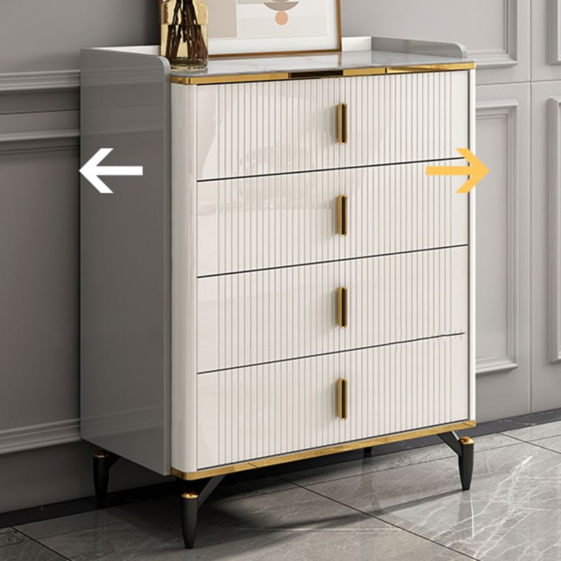 Glam Stone Storage Chest Bedroom Chest in White with Drawers