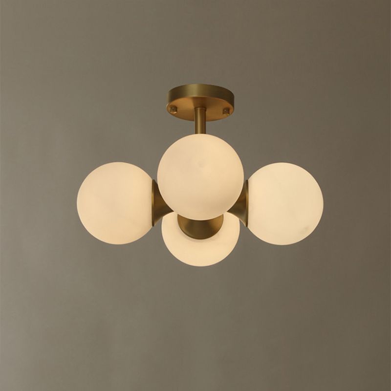 4 luces de vidrio de vidrio semi iluminación de montura de rubor bolas de estilo moderno luz semi descarga para sala de estar