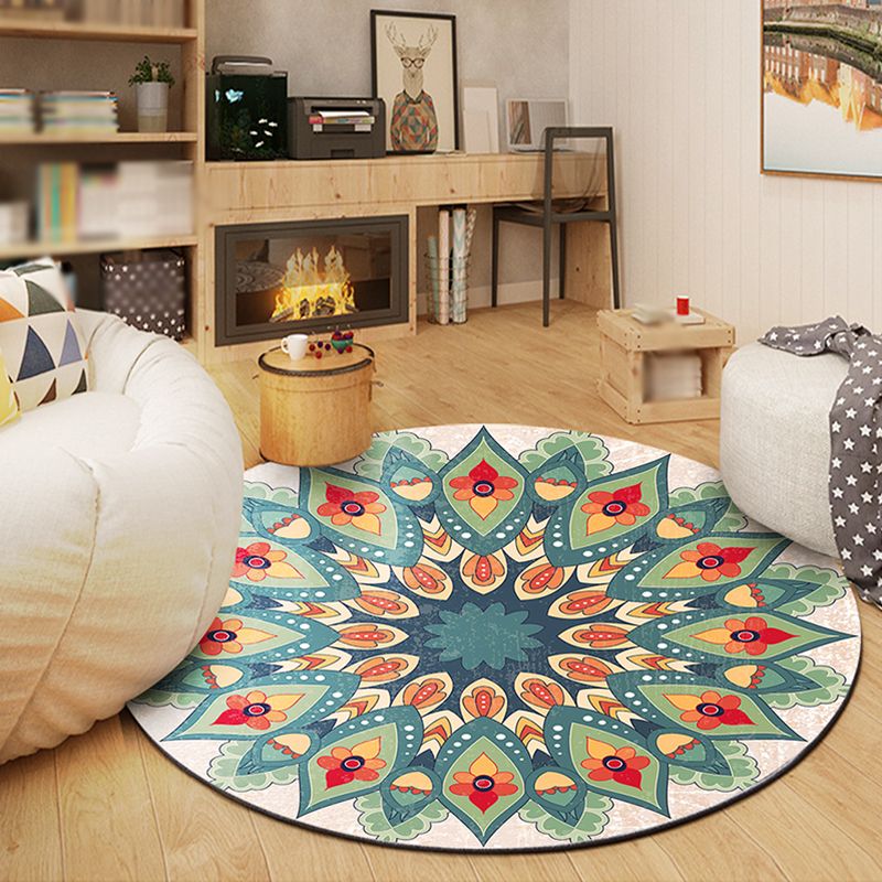 Bohemian Living Room tapis médaillon vert Polyester Polyester Anti-Split Intérieur tapis