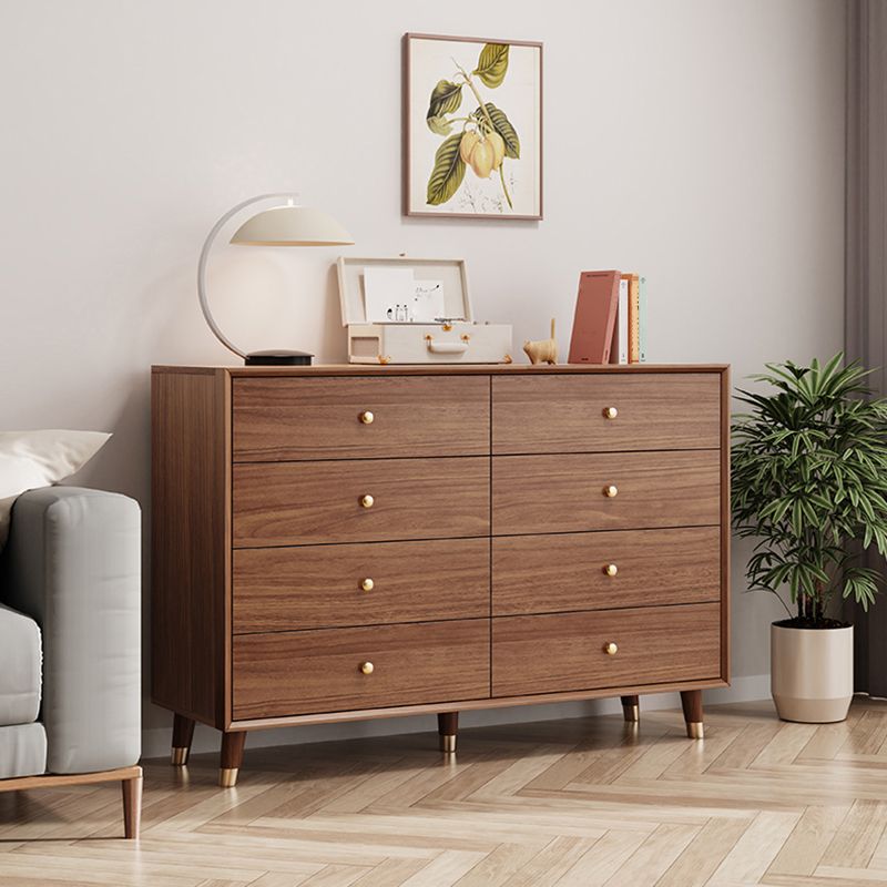 Glam Chest Bedroom Solid Wood Storage Chest in Brown with Drawers