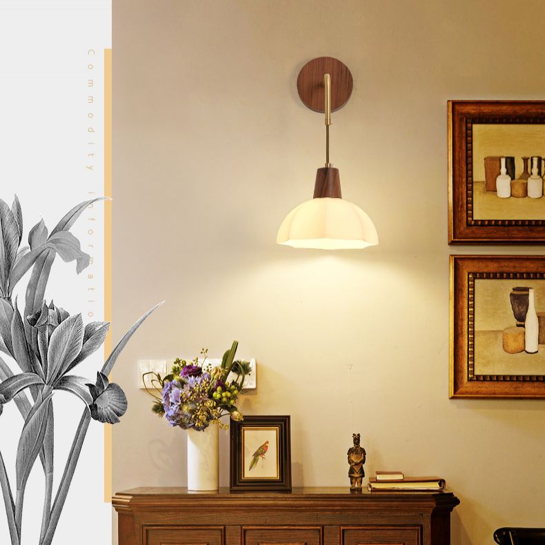 Shaded Sconce Wall Light Chinese Simple Style Copper 1 Light Sconces