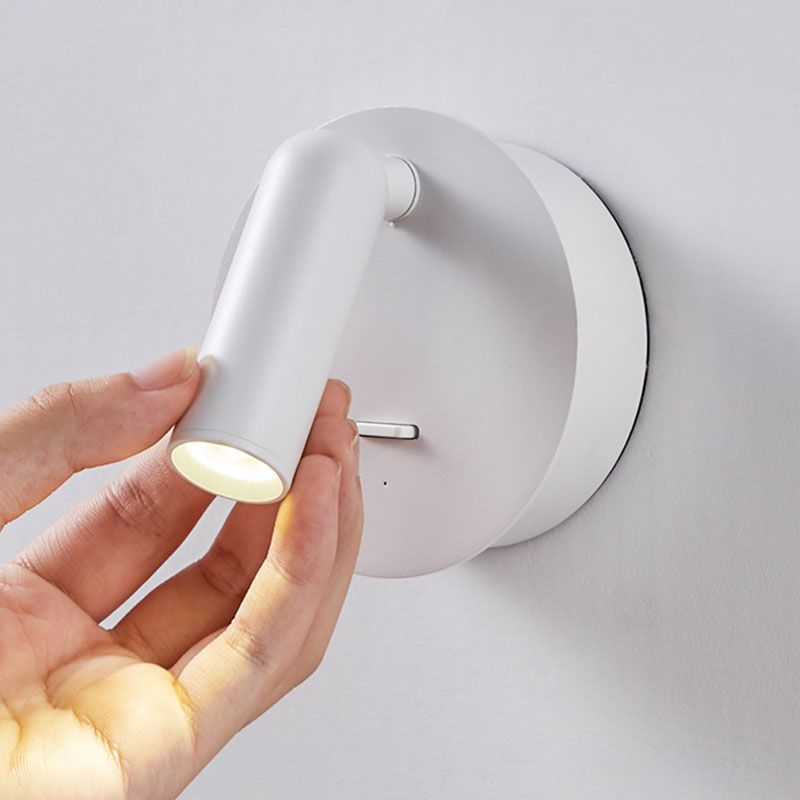White Circular LED Wall Light in Modern Concise Style Aluminium Reading Wall Sconce for Bedroom