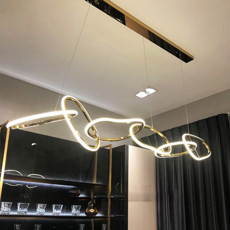 Rose Gold Metal Island Lights Acrylic Shade Modern Simplicity Hanging Lamp