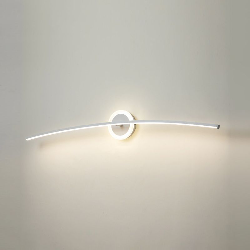 Metal Slim Wall Vanity Light Modern Style 1 Light Vanity Lighting Ideas in White