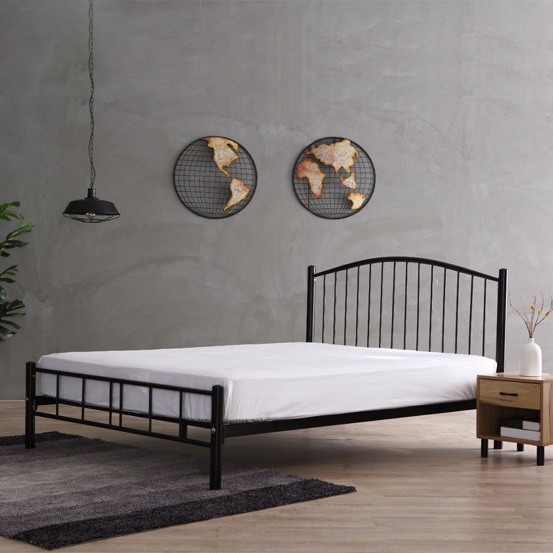 Industrial Metal Standard Bed Black Open-Frame Bed Frame for Home