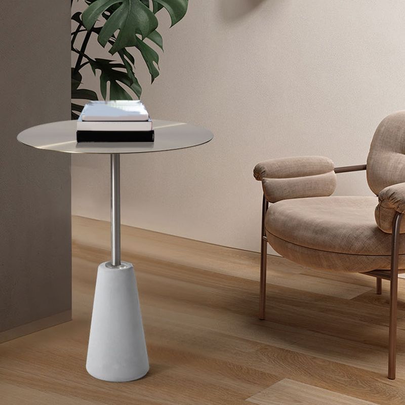 Round Stainless Steel Coffee Table Pedestal 1 Single Cocktail Table