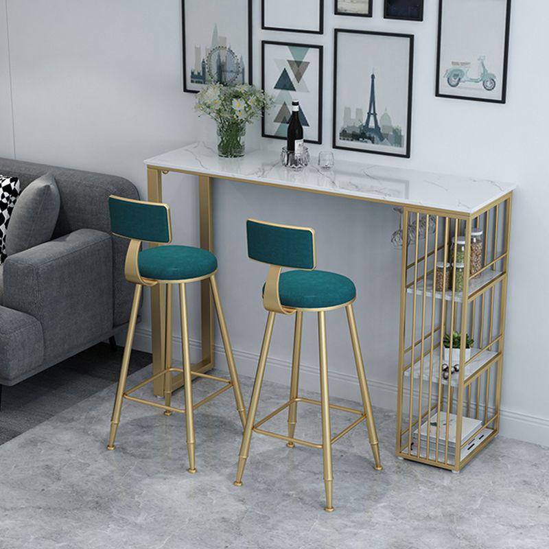 1/4 Pieces Luxurious Rectangle Pub Table Set Marble Counter Table Set with High Stools