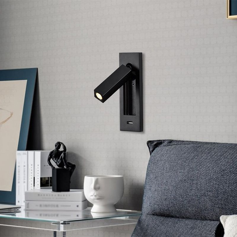 Schlafzimmer Flush-Mount LED Wandleuchter moderner Nachtleuchten mit rechteckig verstellbarem Scheinwerfer