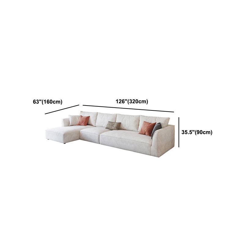 Beige 4-seat Flared Arm Sectional Scandinavian L-shape Sectional