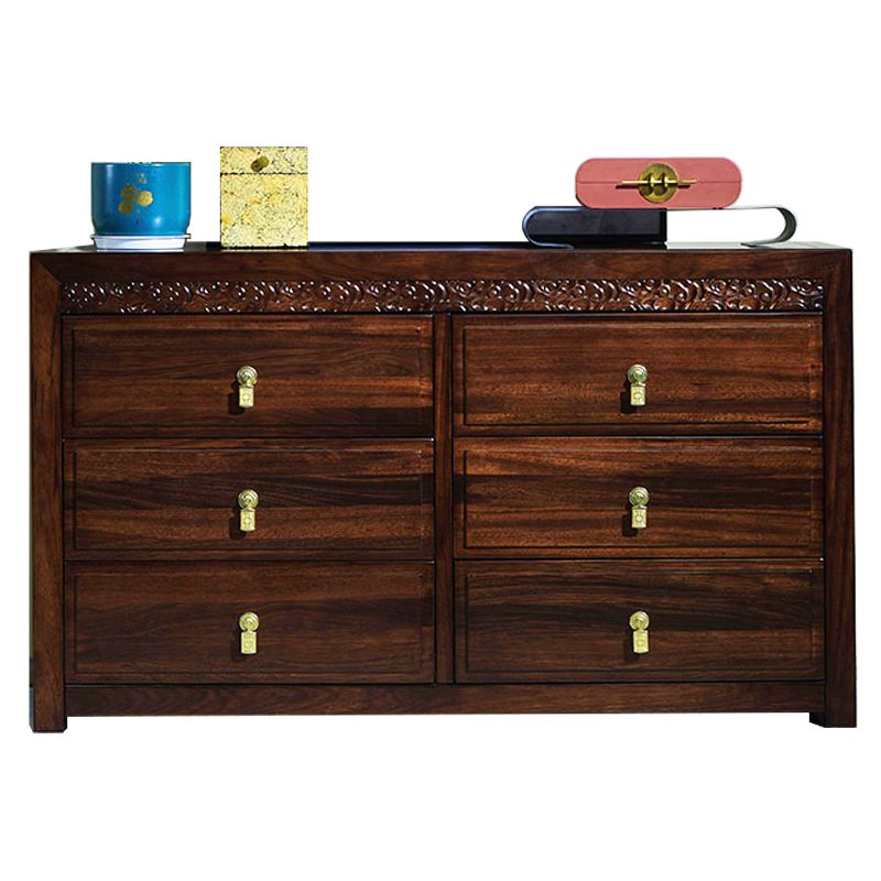 Mid-Century Modern Solid Wood Chest 27.56" Tall 6 - Drawer Accent Chest