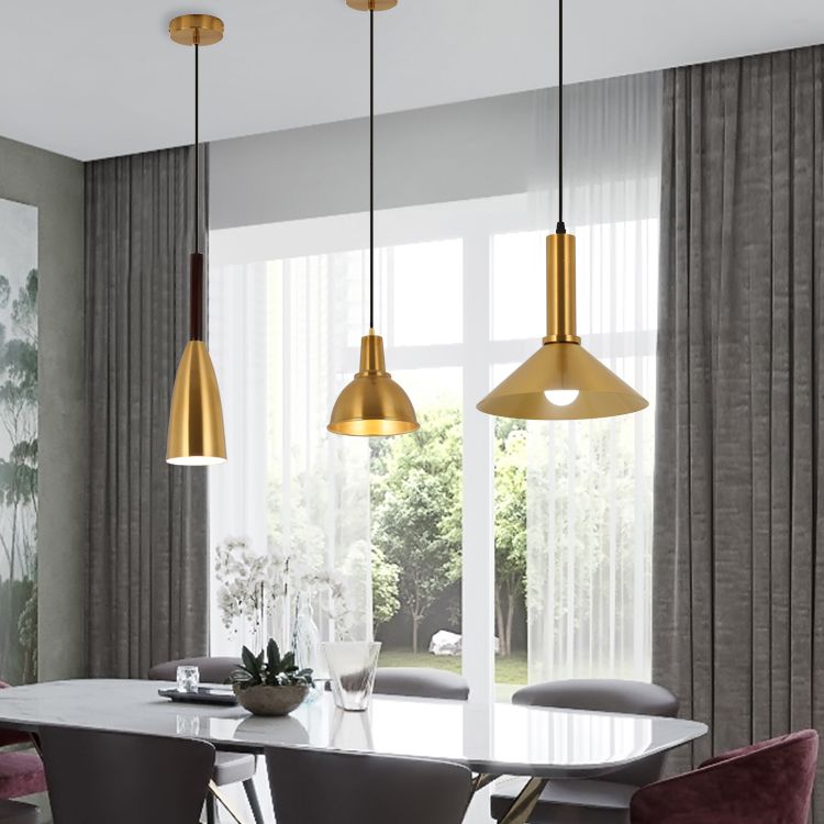 Metal Cord Hung Hanging Pendant Light Minimalist-Style Down Lighting Pendant in Gold