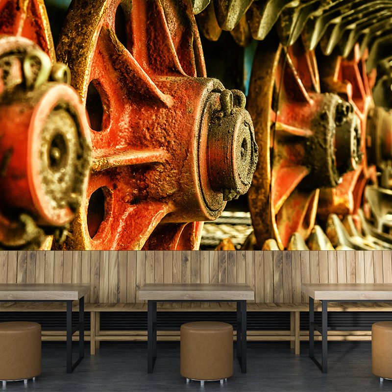 Retro Industrial Style Metal Gear Mural Wallpaper Waterproofing, Wall Covering for Bedroom