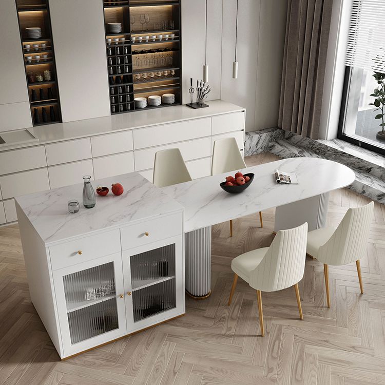 Sintered Stone Dining Table Traditional Luxury Dining Table with Double Pedestal Base